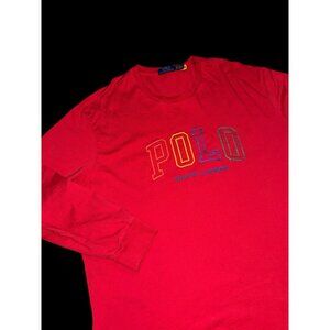 Polo Ralph Lauren Shirt 2XB Red Long Sleeve Rainbow Spell Out Men Pride Crewneck